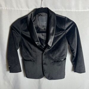Zara Kids Black Velvet Tuxedo Blazer Jacket Size 7 Formal Dressy